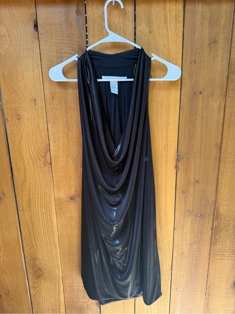 Diane Von Furstenberg Black Cascade Neck Dress